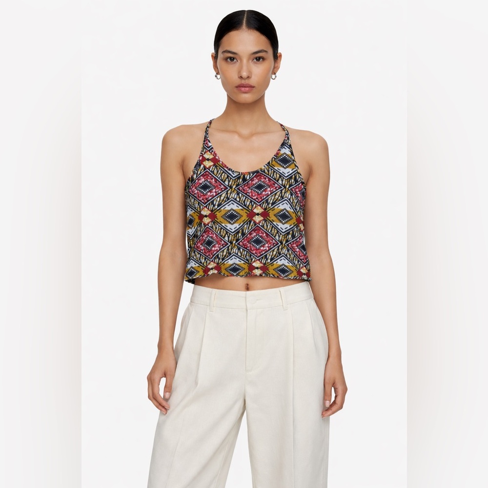UNDIZ - Geometric Print Cropped Tank Top | Y2K Boho Festival Cami | Racerback